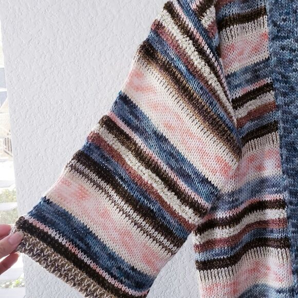 Anthropologie Lizzie Shimmer Knit Longline Cardigan Duster Kimono - Picture 7 of 11